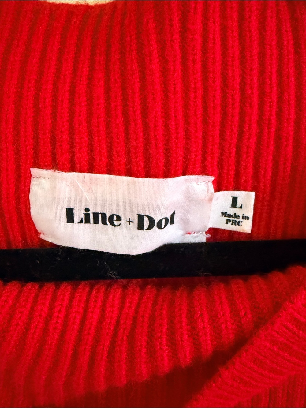 Line & Dot Red Ribbed Sweater - Picture 2 of 3
